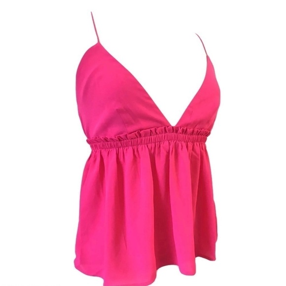 Express XS Neon Pink Halter Top Baby Doll Ties - Picture 2 of 8